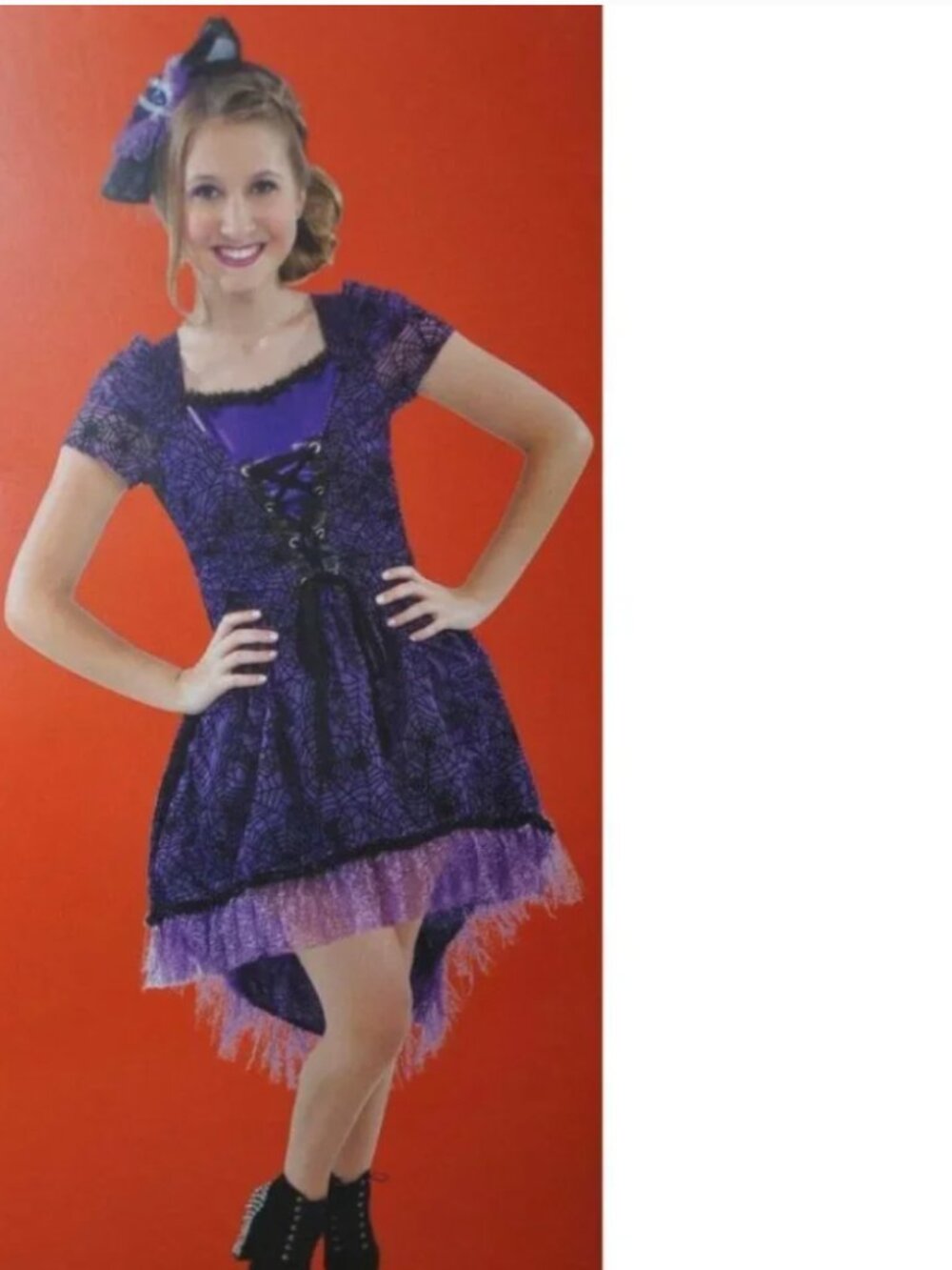 Witch Elly Halloween Costume 4/6 Purple Dress & Headpiece 2 pc Party Womens